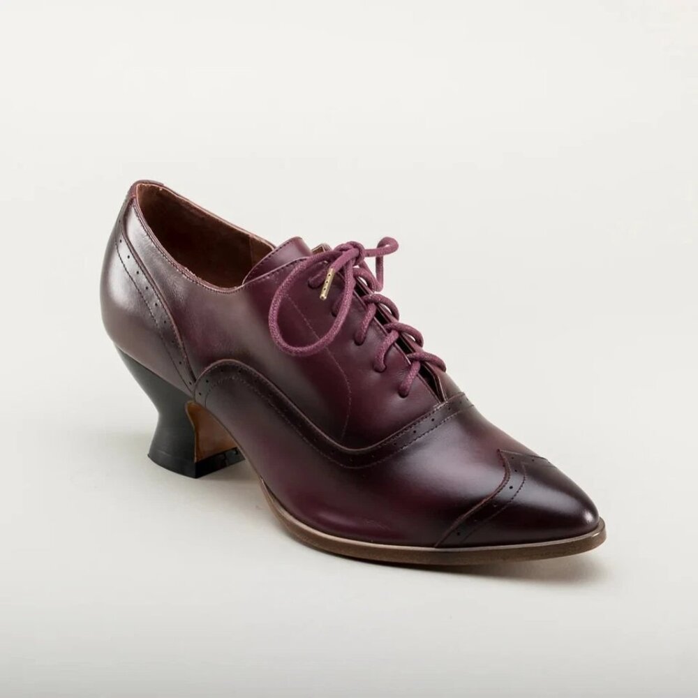 NEW NWOT American Duchess Brown/Burgandy Londoner Oxford Shoes 2 in heel Sz 6.5 - Picture 3 of 15
